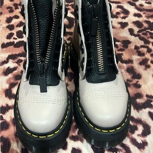 Dr. Martens Black & Cream Chunky Zip Front Combat Boots